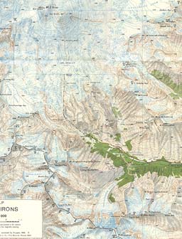 Карта 2. Карта района Терскола и Эльбруса. Нанесены пути подъема на вершины Чегет и Малый Когутай